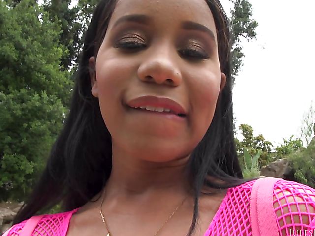 Busty ebony Jenna Foxx gets her titties fucked