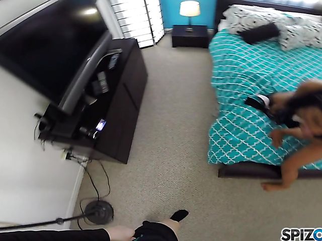 Big tits ebony Jenna Foxx takes a white pole