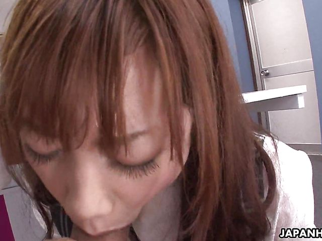 Cock sucking Asian secretary receives a mouthful from her boss