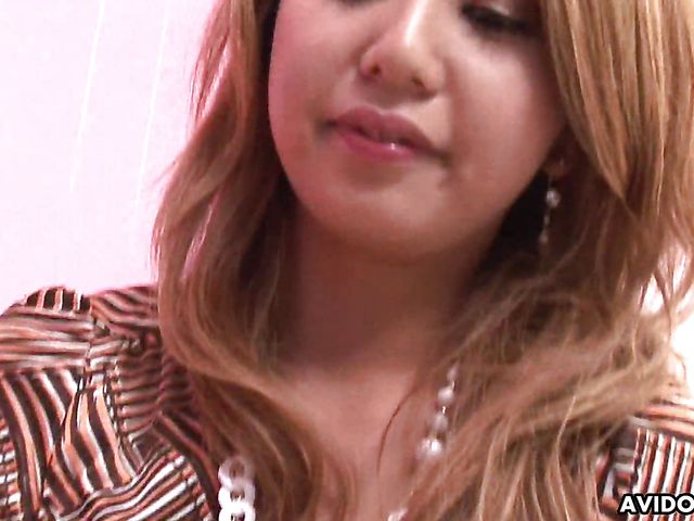 Glamorous Asian blonde cocksucker enjoys a rough doggy style fucking