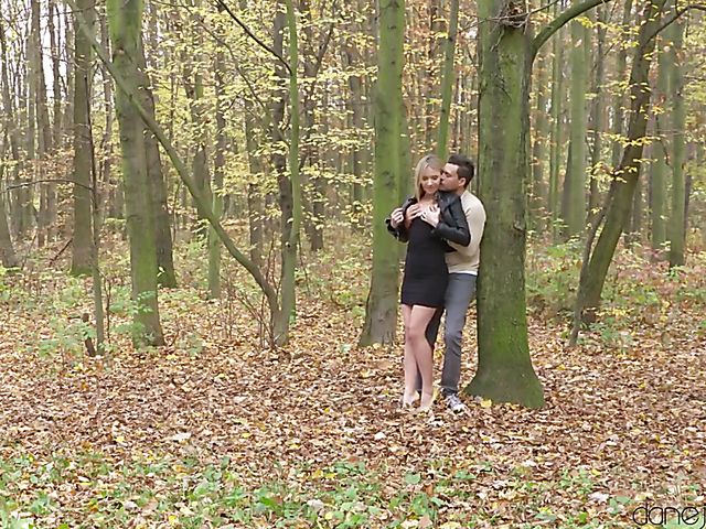 Foreplay in the woods and passionate sex in the kitchen with Angel Piaff