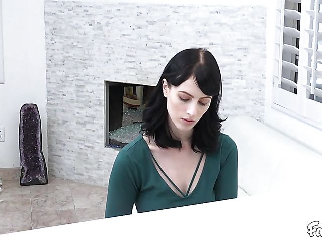 Pale brunette Alex Harper gets in the mood for cock