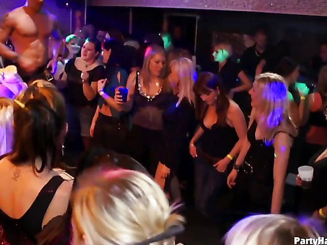 Party orgy with blind drunk sluts in the club