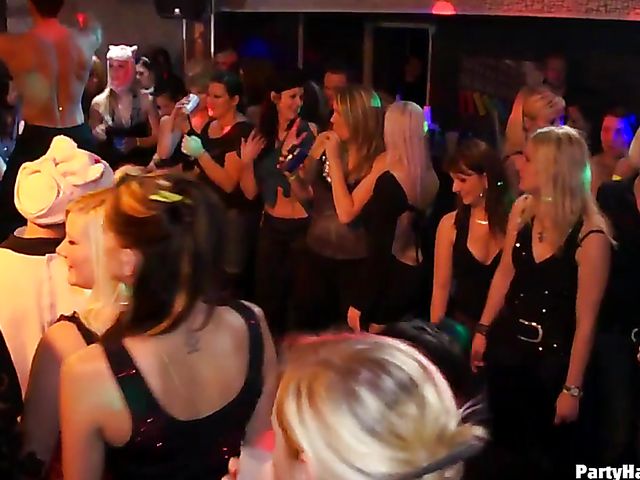 Party orgy with blind drunk sluts in the club