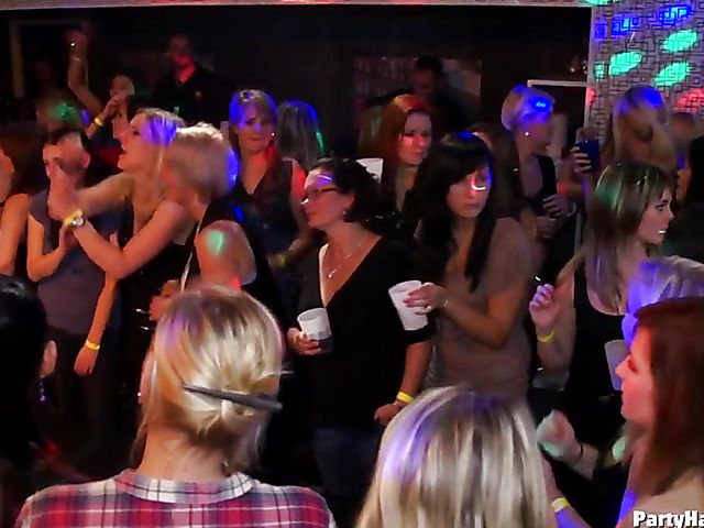 Party orgy with blind drunk sluts in the club