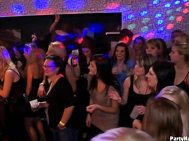 Party orgy with blind drunk sluts in the club