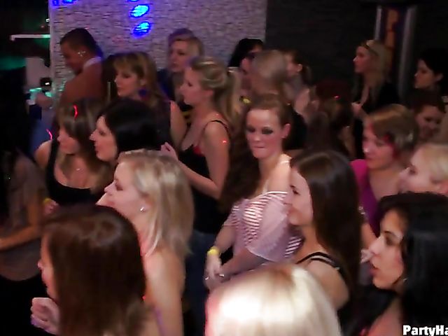 Party orgy with blind drunk sluts in the club