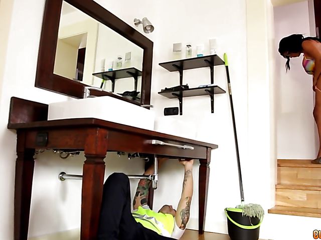 Big tit wife Sheila Ortega gets nailed by a plumber