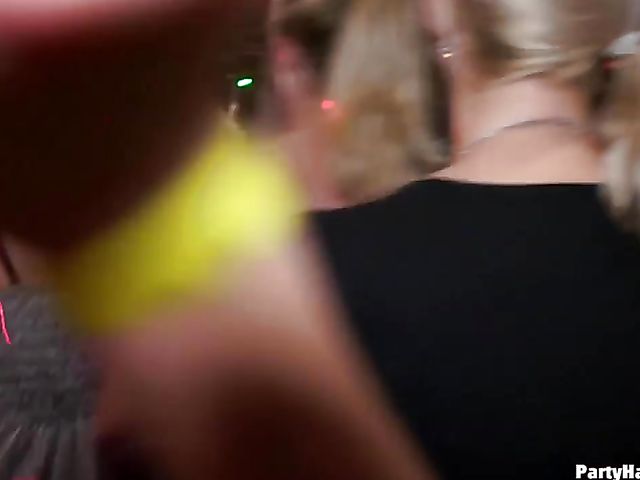 Party blowjob in the crowd with dirty strippers