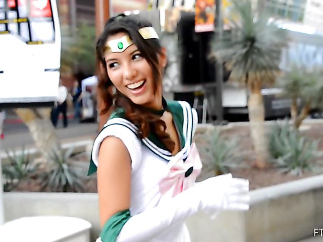 Cosplay and pussy flash with Melody Wylde