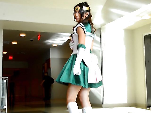 Cosplay and pussy flash with Melody Wylde