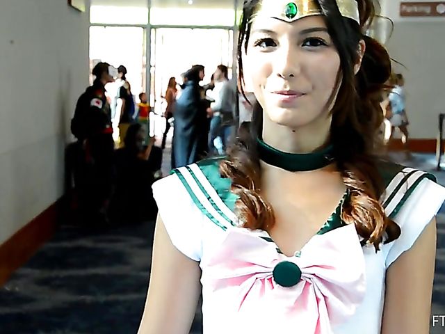 Cosplay and pussy flash with Melody Wylde