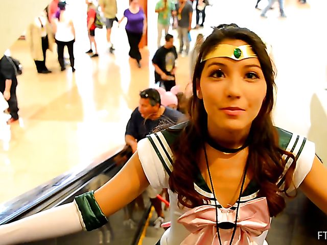 Cosplay and pussy flash with Melody Wylde