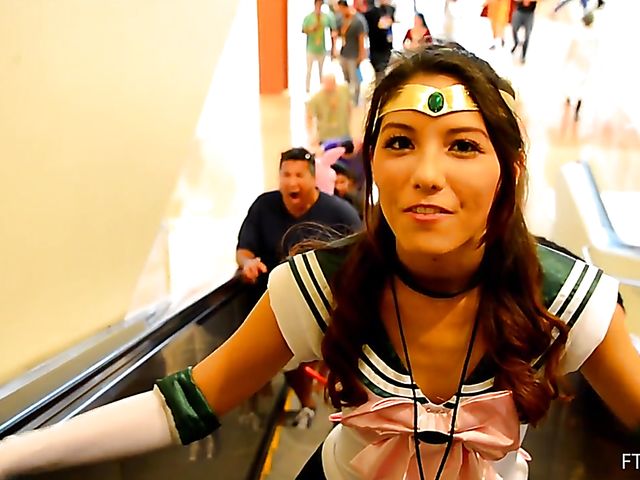 Cosplay and pussy flash with Melody Wylde