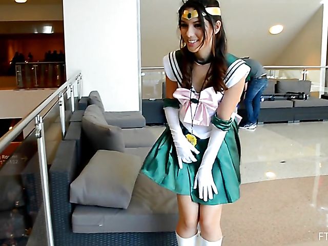 Cosplay and pussy flash with Melody Wylde