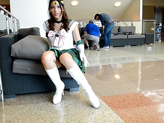 Cosplay and pussy flash with Melody Wylde