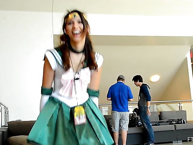 Cosplay and pussy flash with Melody Wylde