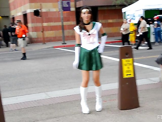 Cosplay and pussy flash with Melody Wylde