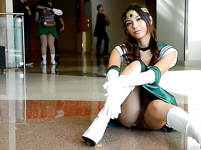 Cosplay and pussy flash with Melody Wylde